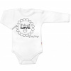 Body dlhý rukáv Baby Nellys, Made with love, biele, 56 (1-2m)
