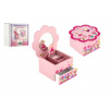 Teddies Skrinka šperkovnica Princess drevo hrajúca kvetina zásuvka 14,5x8x14,5cm