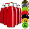 5x SKLENENÁ FĽAŠA 1L 1000 ml NA ŠŤAVU, LIKÉRY, KONZERVOVANIE, DŽÚS SO ZÁVITOM
