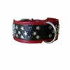 Obojok kožený 7cm + hviezdičky - červený, čierny