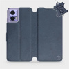 Kožené flip pouzdro Mobiwear - Motorola Edge 30 Neo - Modré (Kožené knížkové pouzdro, obal, kryt na mobil Motorola Edge 30 Neo, Modré, materiál Genuine Leather, ochrana 360°, stojánek, silikonová vani
