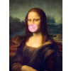Plagát, Obraz - Mona Lisa Bubble Gum - Funny Minimalist Collage, 30 × 40 cm