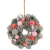 Veniec MagicHome Vianoce, závesný, ružovo-oranžový, 25 cm