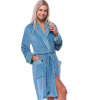 Modrý sametový hřejivý elegantní i těhotenský župan na kojení pro plnoštíhlé ženy 1TB0077 modrá 2XL + První výměna zboží zdarma.