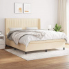 vidaXL Posteľný rám boxspring s matracom krémový 160x200 cm látka