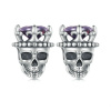 GRACE Silver Jewellery Stříbrné náušnice Lebka s korunou, stříbro 925/1000 Halloween E-BSE892/157 Stříbrná