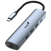 GENIUS GENIUS hub UH-545/ USB-C na RJ45 Gigabit/ 3x USB3.0/ USB-C 3A nabíjení/ kovově šedý