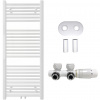 CERANO - Kúpeľňový radiátorový set Lincoln - ústredné vykurovanie - stredové pripojenie 50 mm - 366W - biela matná - 1200x500 mm