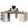 Carryhome ROHOVÝ PÍSACÍ STÔL, biela, dub sonoma, 140/173/75 cm - Kancelárske série - 000887035201