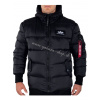 Alpha Industries HOODED PUFFER ALPHA FD pánska zimná bunda black Veľkosť: L, Farba: čierna