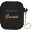 Silikónové puzdro Guess na Apple Airpods / Airpods 2 GUA2LSCHSK Heart Charm čierne