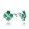 MINET JMAS7058ZE01 - MINET Stříbrné náušnice čtyřlístky s malachitem