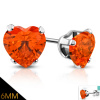 CITY STORM Napichovacie náušnice z chirurgickej ocele s oranžovým srdiečkom 6mm