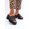 Čierne pletené šľapky na podpätku, 24SD98-6989 BLACK__31898-38 38