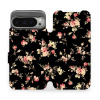 Flipové pouzdro Mobiwear - Google Pixel 9 Pro XL - VD02S Květy na černé (Knížkové flip pouzdro, obal, kryt na mobil Google Pixel 9 Pro XL - VD02S Květy na černé, materiál Umělá kůže + TPU - ochrana 36