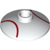 4740pb016 White Dish 2 x 2 Inverted (Radar) with Red Baseball Lines Pattern (Bílý talíř 2 x 2 obrácený (radar) s červenými baseballovými čarami / vzorem tkaniček)