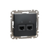 Schneider Electric Sedna Dátová zásuvka, 2× RJ45, termoplast, antracit, SDD114452