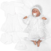 Luxusná pletená sada pre dievčatko na krstiny a oslavu 4D design - biela Baby Nellys
