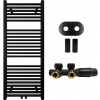 CERANO - Kúpeľňový radiátorový set Lincoln - ústredné vykurovanie - stredové pripojenie 50 mm - 366W - čierna matná - 1200x500 mm