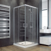 Besco MODERN 90x90 hranatý sprchový kút s dvomi posuvnými dverami so 6 mm hrubým vodoodpudivým bezpečnostným sklom, chrómované prvky, výška 185 cm
