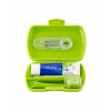 Curaprox Kids travel zelený 1x zubná kefka 2x medzizubná kefka CPS 1x zubná pasta mäta 6+ 10 ml 1x nálepka darčeková sada