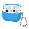 AppleMix Puzdro / obal pre Apple AirPods 3 - nálepka + karabína - silikónové - svetlo modré