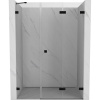 Mexen Lunar-F, pravé skladacie sprchové dvere 125 cm, 8mm číre sklo, čierny matný profil, 836S-125-050-70-00-P