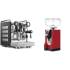 Rocket Espresso Appartamento, black/white + Eureka Mignon Bravo, CR ferrari red