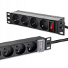 Qoltec Hliníková napájacia lišta PDU pre RACK 10'' 1U 16A 4xFRENCH 1.8 m