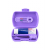 Curaprox Kids Travel fialový 1 zubná kefka + 2 medzizubné kefky + 10 ml zubná pasta melón + 1 nálepka darčeková sada