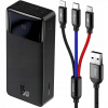 Powerbanka Baseus 30000 mAh čierna (KAPACITA BASEUS POWERBANK 30000MAH PD 15W 3v1 KÁBEL PRE BLESK USB-C MICRO)
