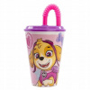 Stor plastový téglik so slamkou Paw Patrol 430ml ružový