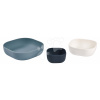Jedálenská súprava Silicone Nesting Bowl Set Beaba Night Blue Cotton Baltic Blue zo silikónu 3-dielna modro-sivo-biela od 4 mes