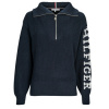 Tommy Hilfiger Svetre PLACED HILFIGER 1/2 ZIP SWEATER Námornícka modrá