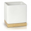 Kvetináč biely lesklý kocka bambus 18x18x17 cm