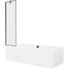 Mexen Cube obdĺžniková vaňa 180 x 80 cm s panelom a 1-krídlovým zástenou 50 cm, čierny vzor - 550518080X9505007070
