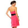 Spoločenské šaty korzetové značkové MAYAADI s mašľou a sukňou s volánmi ružové - Ružová - MAYAADI XL