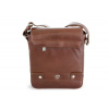 Malý hnědý pánský kožený crossbag s klopnou 215-1701-40