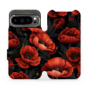 Flipové pouzdro Mobiwear - Google Pixel 9 Pro - VP45S Temné červené květy (Knížkové flip pouzdro, obal, kryt na mobil Google Pixel 9 Pro - VP45S Temné červené květy, materiál Umělá kůže + TPU - ochran