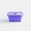 Skladacia silikónová krabička na jedlo coox 250 ml so skleneným viečkom Farba: lila
