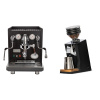 ECM Synchronika, black, dark walnut + Eureka Mignon Zero 65 Speedy, CR black
