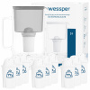 Sklenená filtračná kanvica Wessper D2 BOROSILICATE 3l šedá + 10x filter