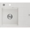 Mexen Ben Granitový drez s 1 komorou a odkvapkávačom, ľavý 600 x 500 mm, biely, sifón chrómový - 6522605000-20