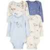 CARTER'S Body dlhý rukáv Blue/Ivory chlapec 4ks 24m/vel. 92