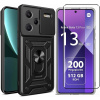 SASAL chrbty pre Xiaomi Redmi Note 13 Pro+ SOLID CASE čierne (ARMOR + 3D FULL GLASS puzdro pre XIAOMI REDMI NOTE 13 PRO+)
