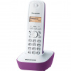 Panasonic KX-TG1611 bezdrôtový telefón DECT (ľahko použiteľný, telefónny zoznam 50 vstupov, podsvietený LCD displej, hodiny, budík), bielo-fialová