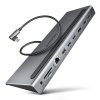 Dokovacia stanica AXAGON HMC-4KX3 Docking Station, USB-C 5Gbps, 3x USB-A, 2x HDMI, DP, RJ-45, SD/mSD, audio, PD 100W (HMC-4KX3)