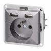 Orno Jednozásuvka p/t 2P+E s nabíjačkou Pearl, 16A, 250V, PT-16P/USB, antracit