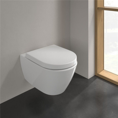 VILLEROY & BOCH Subway 2.0 závesné WC s hlbokým splachovaním bez vnútorného okraja, 370 x 560 mm, biela alpská, s povrchom CeramicPlus, 5614R0R1