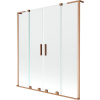 Mexen Velar L Duo, 2-krídlová posuvná vaňová zástena 140 x 150 cm, 8mm číre sklo, medená matná, 896-140-003-02-65